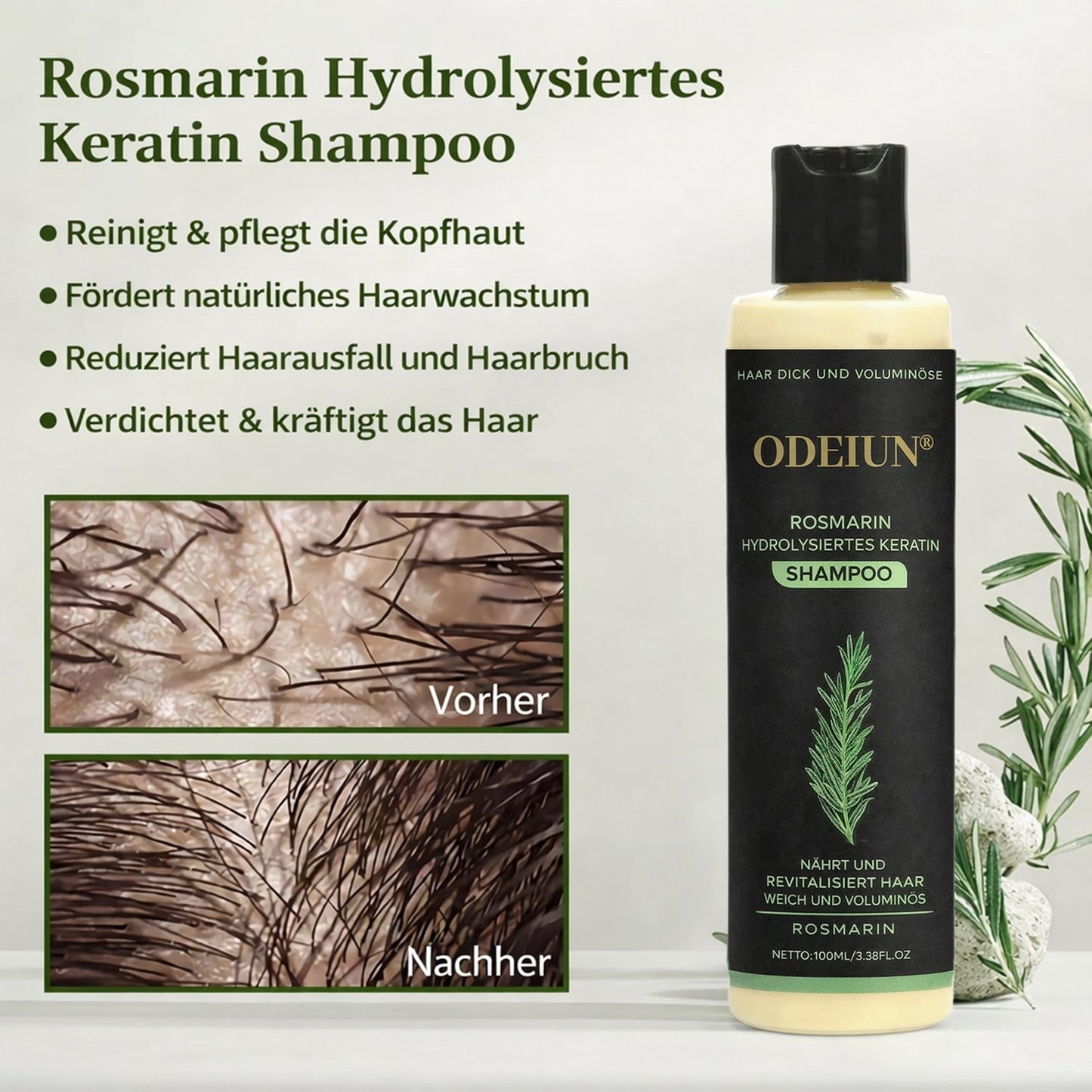 🔥LETZTER TAG – 49 % RABATT🌱 Bio-Rosmarin Shampoo – Unterstützt natürliches Haarwachstum