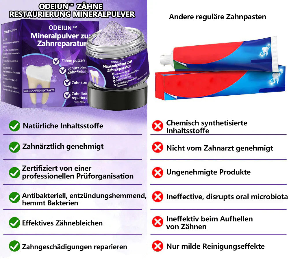 Blitzangebot 😍 – Nicht verpassen! – ODEIUN™ Mineralpulver zur Zahnreparatur 🦷 (von der BZÄK empfohlen) 👩‍⚕️ (Hilft bei Parodontitis und Mundgeschwüren, schützt vor Zahnverlust und unterstützt die Regeneration von zurückgehendem Zahnfleisch)