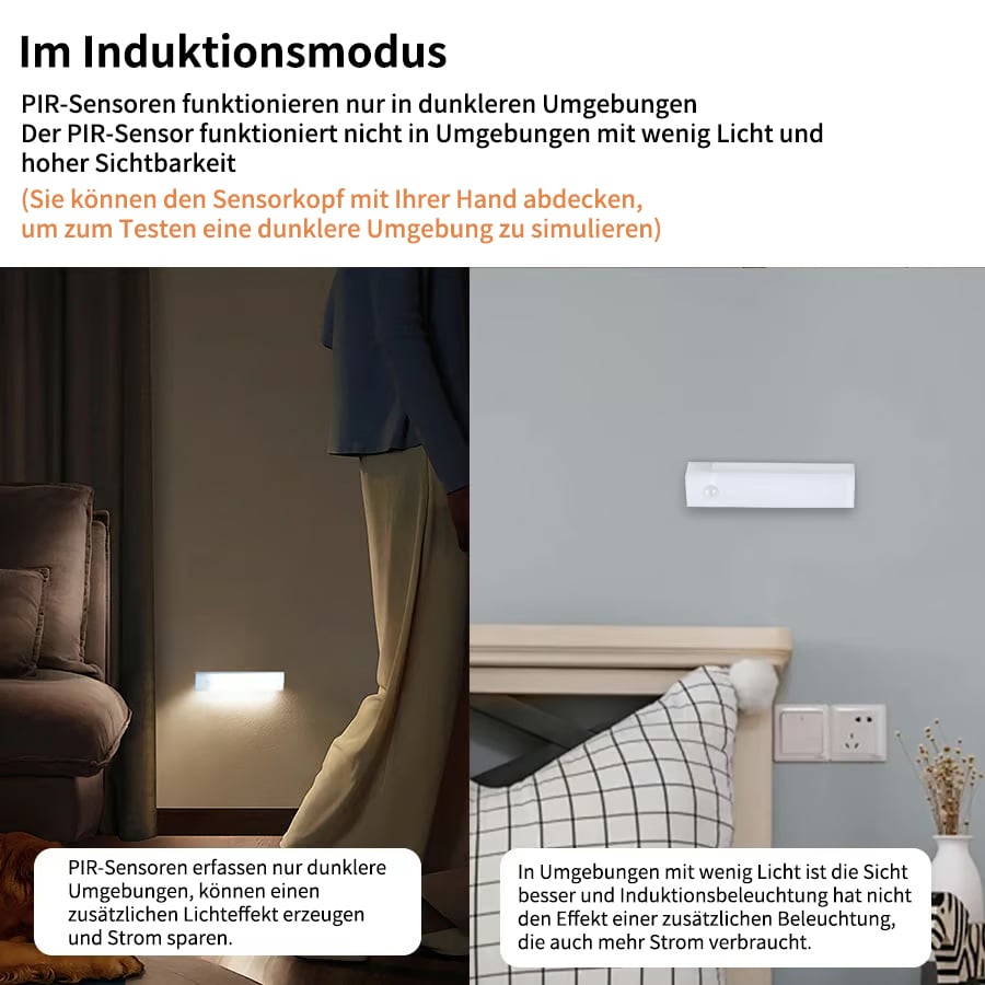 Nur noch 3 Stunden! 🌙 Nachtlicht mit Bewegungssensor für den Innenbereich, 🔋 1500 mAh Akku, per USB aufladbar, magnetische Befestigung, dimmbar 🌟