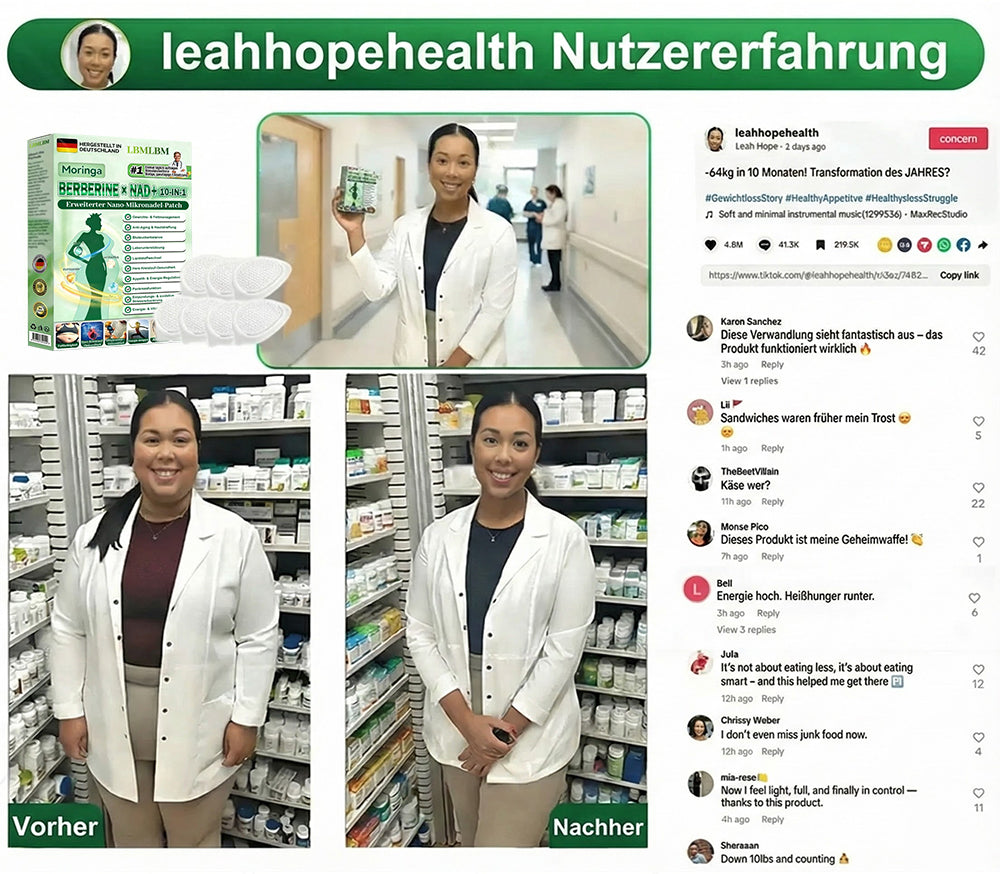 𝗢𝗳𝗳𝗶𝘇𝗶𝗲𝗹𝗹𝗲𝗿 𝗦𝗵𝗼𝗽 | 📌 LBMLBM® 𝗠𝗼𝗿𝗶𝗻𝗴𝗮 𝗕𝗲𝗿𝗯𝗲𝗿𝗶𝗻𝗲𝘅 𝗡𝗔𝗗+ 𝟭𝟬-𝗶𝗻-𝟭 𝗡𝗮𝗻𝗼-𝗠𝗶𝗸𝗿𝗼𝗻𝗮𝗱𝗲𝗹-𝗣𝗮𝘁𝗰𝗵 (𝗡𝘂𝗿 𝗲𝗶𝗻𝗺𝗮𝗹 𝘁ä𝗴𝗹𝗶𝗰𝗵, 𝘀𝗶𝗰𝗵𝘁𝗯𝗮𝗿𝗲 𝗩𝗲𝗿ä𝗻𝗱𝗲𝗿𝘂𝗻𝗴𝗲𝗻 𝗶𝗻 𝟳 𝗧𝗮𝗴𝗲𝗻) ✅ 𝗙ü𝗿 Ü𝗯𝗲𝗿𝗴𝗲𝘄𝗶𝗰𝗵𝘁, 𝗹𝗼𝗰𝗸𝗲𝗿𝗲 𝗛𝗮𝘂𝘁, 𝗗𝗶𝗮𝗯𝗲𝘁𝗲𝘀, 𝗦𝗰𝗵𝗹𝗮𝗳𝗮𝗽𝗻𝗼𝗲, 𝗚𝗲𝗹𝗲𝗻𝗸𝗽𝗿𝗼𝗯𝗹𝗲𝗺𝗲 𝘂𝗻𝗱 𝗺𝗲𝗵𝗿