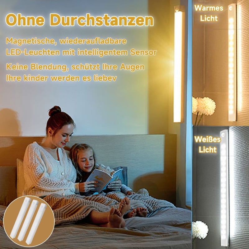Nur noch 3 Stunden! 🌙 Nachtlicht mit Bewegungssensor für den Innenbereich, 🔋 1500 mAh Akku, per USB aufladbar, magnetische Befestigung, dimmbar 🌟