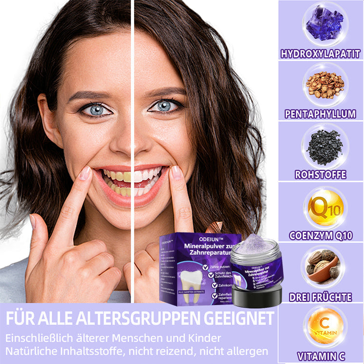 Blitzangebot 😍 – Nicht verpassen! – ODEIUN™ Mineralpulver zur Zahnreparatur 🦷 (von der BZÄK empfohlen) 👩‍⚕️ (Hilft bei Parodontitis und Mundgeschwüren, schützt vor Zahnverlust und unterstützt die Regeneration von zurückgehendem Zahnfleisch)