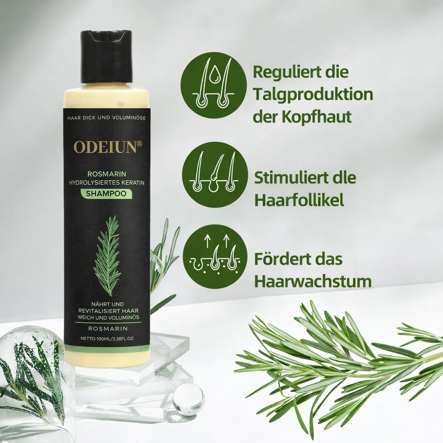 🔥LETZTER TAG – 49 % RABATT🌱 Bio-Rosmarin Shampoo – Unterstützt natürliches Haarwachstum