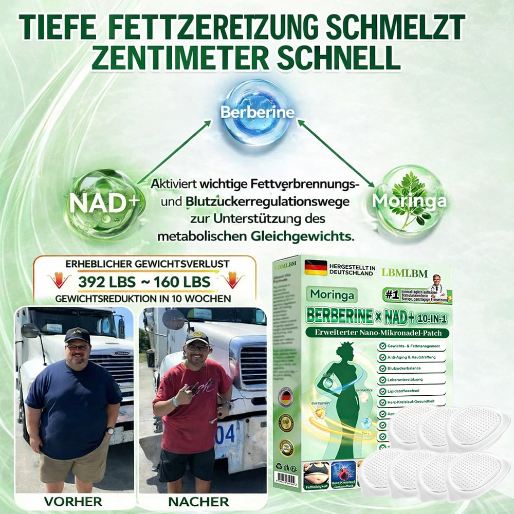 𝗢𝗳𝗳𝗶𝘇𝗶𝗲𝗹𝗹𝗲𝗿 𝗦𝗵𝗼𝗽 | 📌 LBMLBM® 𝗠𝗼𝗿𝗶𝗻𝗴𝗮 𝗕𝗲𝗿𝗯𝗲𝗿𝗶𝗻𝗲𝘅 𝗡𝗔𝗗+ 𝟭𝟬-𝗶𝗻-𝟭 𝗡𝗮𝗻𝗼-𝗠𝗶𝗸𝗿𝗼𝗻𝗮𝗱𝗲𝗹-𝗣𝗮𝘁𝗰𝗵 (𝗡𝘂𝗿 𝗲𝗶𝗻𝗺𝗮𝗹 𝘁ä𝗴𝗹𝗶𝗰𝗵, 𝘀𝗶𝗰𝗵𝘁𝗯𝗮𝗿𝗲 𝗩𝗲𝗿ä𝗻𝗱𝗲𝗿𝘂𝗻𝗴𝗲𝗻 𝗶𝗻 𝟳 𝗧𝗮𝗴𝗲𝗻) ✅ 𝗙ü𝗿 Ü𝗯𝗲𝗿𝗴𝗲𝘄𝗶𝗰𝗵𝘁, 𝗹𝗼𝗰𝗸𝗲𝗿𝗲 𝗛𝗮𝘂𝘁, 𝗗𝗶𝗮𝗯𝗲𝘁𝗲𝘀, 𝗦𝗰𝗵𝗹𝗮𝗳𝗮𝗽𝗻𝗼𝗲, 𝗚𝗲𝗹𝗲𝗻𝗸𝗽𝗿𝗼𝗯𝗹𝗲𝗺𝗲 𝘂𝗻𝗱 𝗺𝗲𝗵𝗿